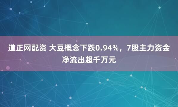 道正网配资 大豆概念下跌0.94%，7股主力资金净流出超千万元