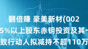 翻倍赚 豪美新材(002988) 持股5%以上股东赤钥投资及其一致行动人拟减持不超110万股 占总股本044%