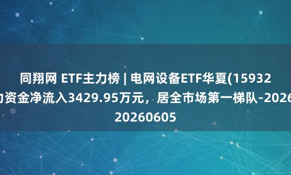 同翔网 ETF主力榜 | 电网设备ETF华夏(159326)主力资金净流入3429.95万元，居全市场第一梯队-20260605